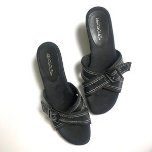 AEROSOLES Black Slip On Wedge Heels